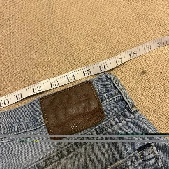 Levis 501 150th Anniversary Selvedge Distressed Patchwork Lightwash Jeans 34x34